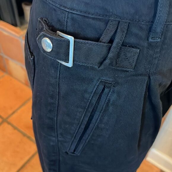 ZARA Black Pleated Side Buckle Wide Leg Crop Jeans, size 4 - Picture 4 of 8